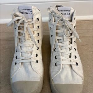 Men’s All Saints Off-White Canvas High-Top Sneakers Sz 11 GUC